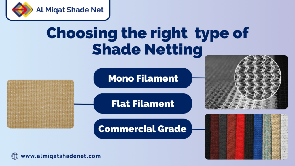 Choosing the right type of Shade Netting – Mono Filament or Flat Filament or Commercial Grade